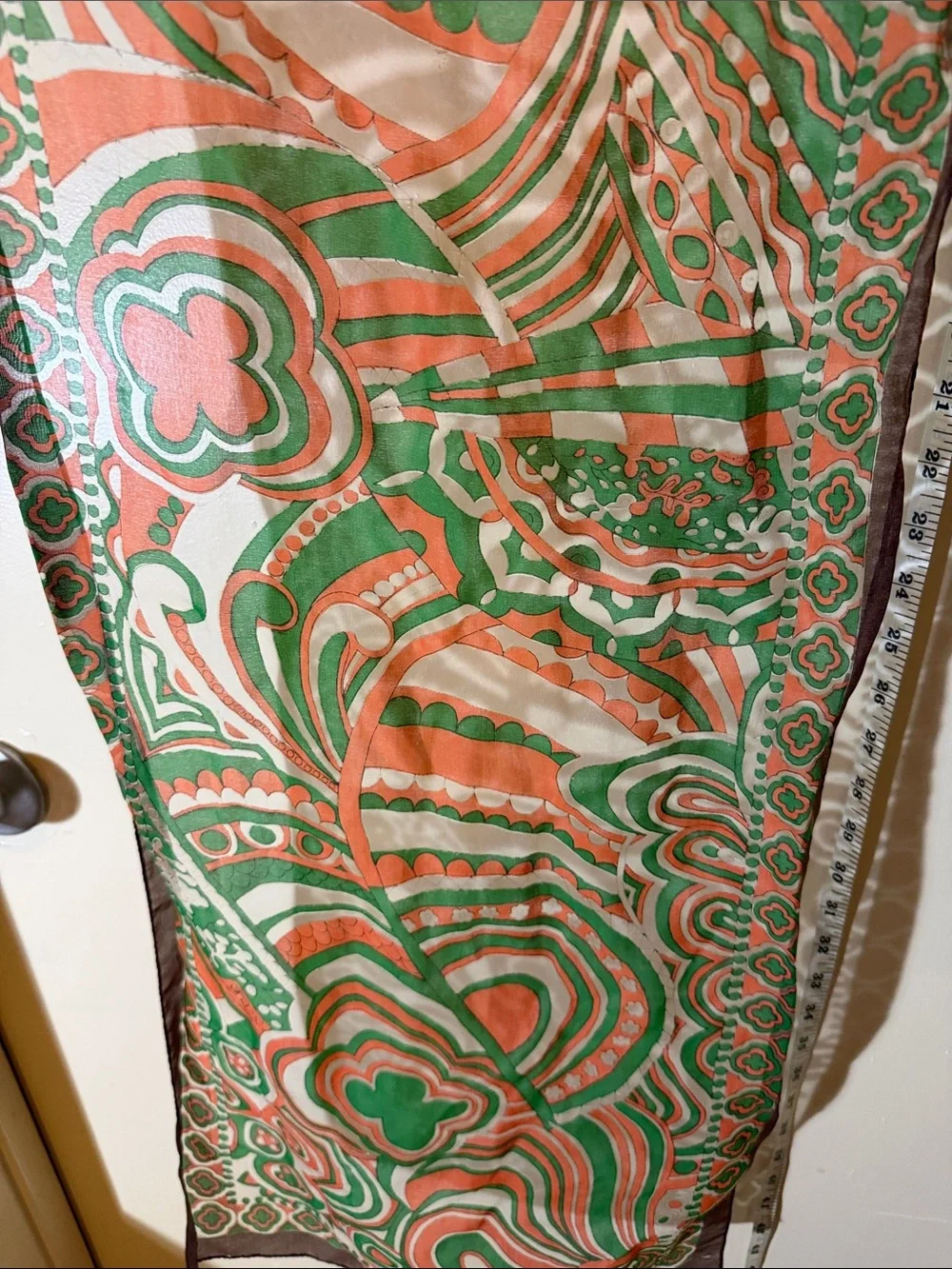 Vintage Psychedelic Floral Paisley Scarf - 14” x 42” - Machine Sewn Edge - Japan